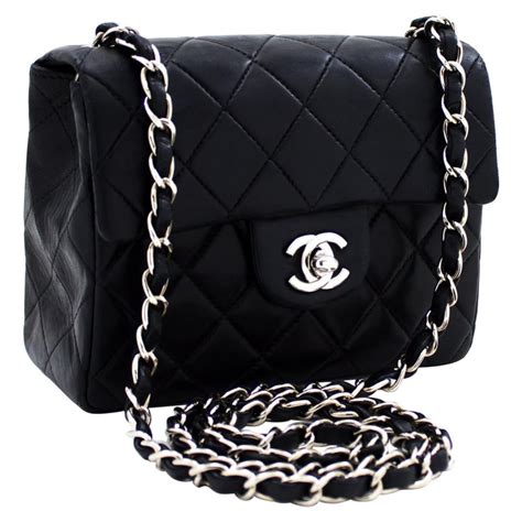 black chanel bag with silver chain|chanel black handbag chain strap.